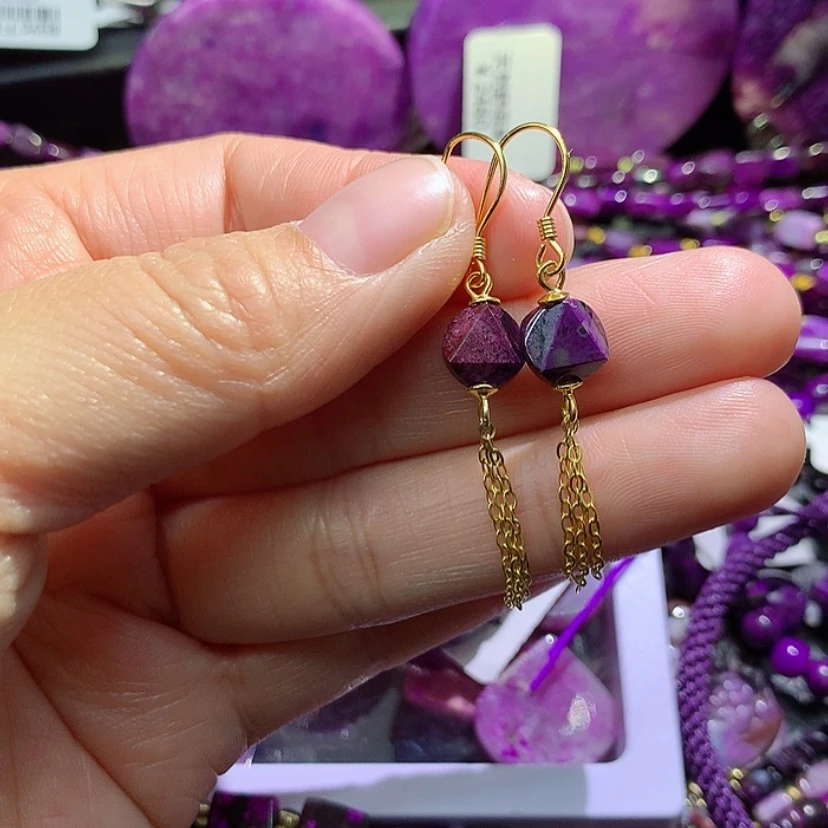 【闪购商品】苏纪石（舒俱来）银S925镀金镶嵌耳钩