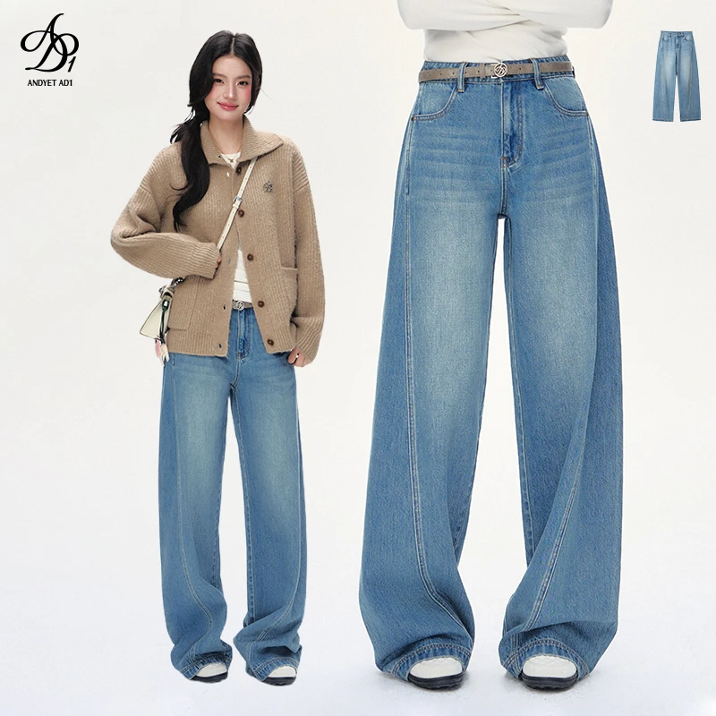 Andyet AD1原创复古阔腿牛仔裤高腰显瘦百搭拖地裤ADCK25A111061