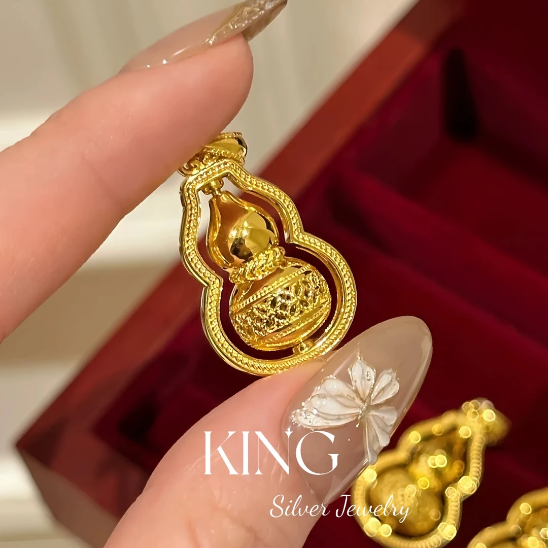 吊坠足银 大号旋转光面银葫芦吊坠 单吊坠