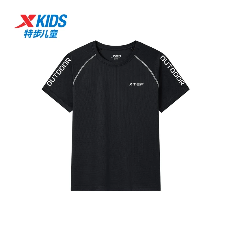 特步儿童2025夏季新款中大童吸湿排汗宽松亲肤速干运动透气短袖