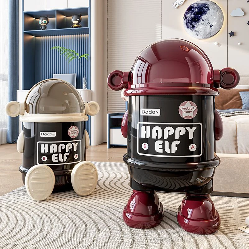 太空人垃圾桶室内家用客厅轻奢高颜值新款创意卧室大容量带盖纸篓