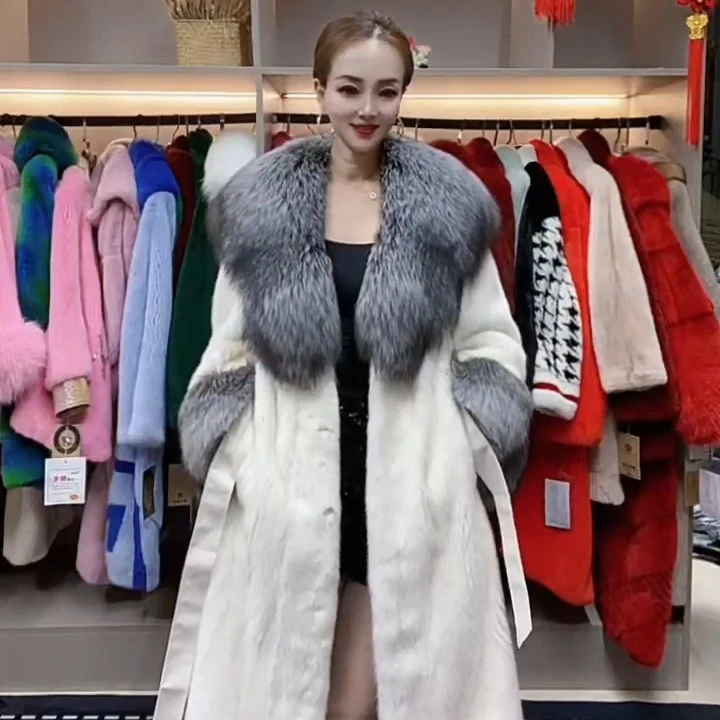 进口貂皮大衣女整貂中长款水貂皮草女年轻2025年新海宁进口狐狸毛