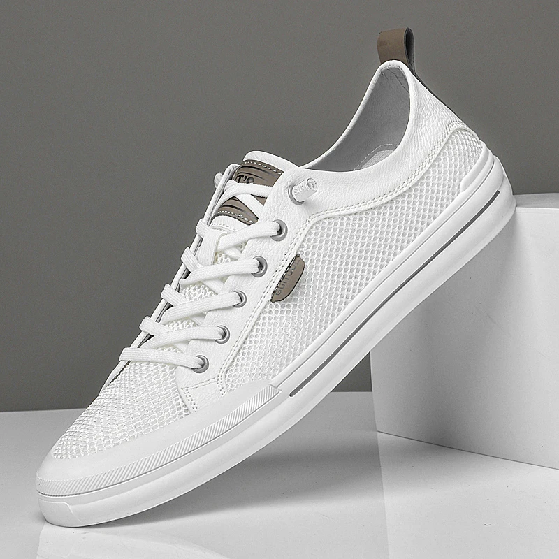 网红爆款小白鞋男鞋夏季新款透气轻便网面鞋百搭平底休闲板鞋大码