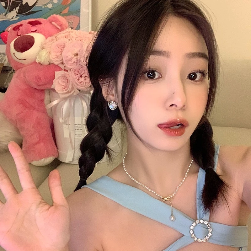 【263】白月光爱心耳环女耳夹无耳洞设计感高级冷淡风耳钉女耳饰