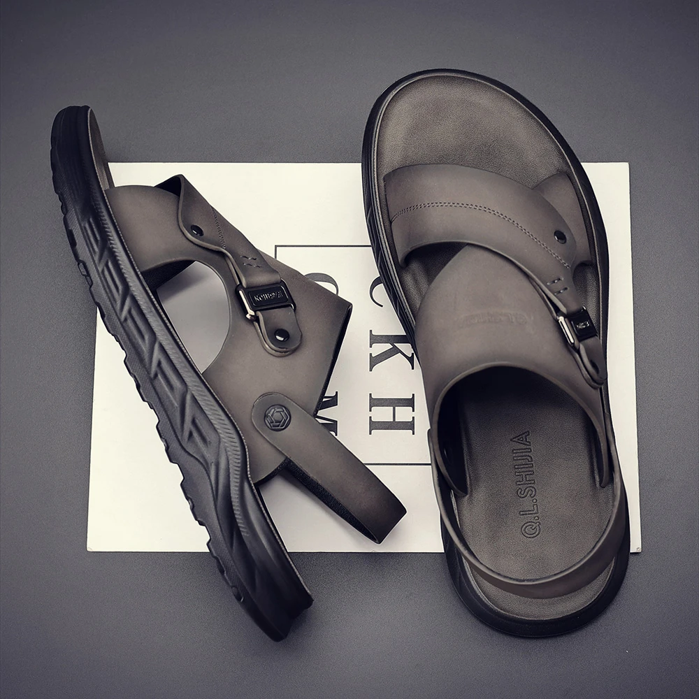 群狼·世家24年男士夏季时尚凉鞋户外开车凉拖透气软底耐磨沙滩鞋