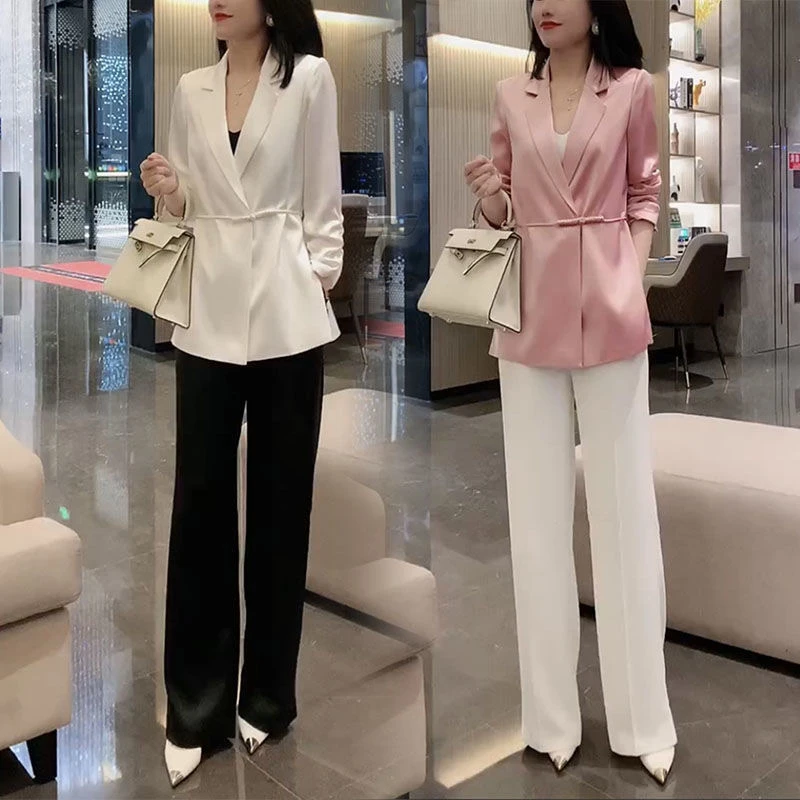 高版三醋酸缎面粉色单层西装外套女夏季薄款小个子气质名媛高级感
