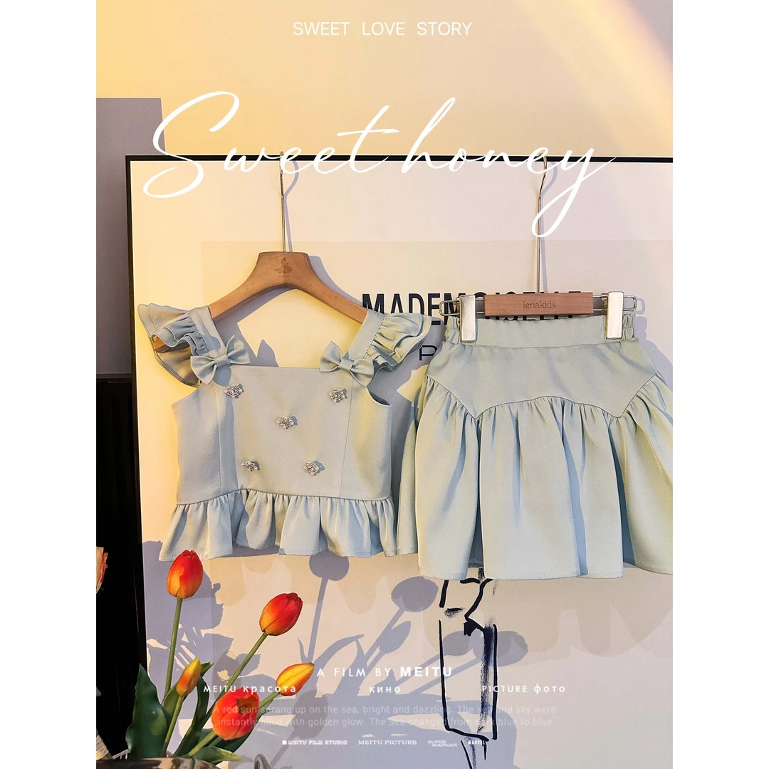 MOANA 【现货】重工带钻气质飞飞袖套装女宝汉服Y24042602
