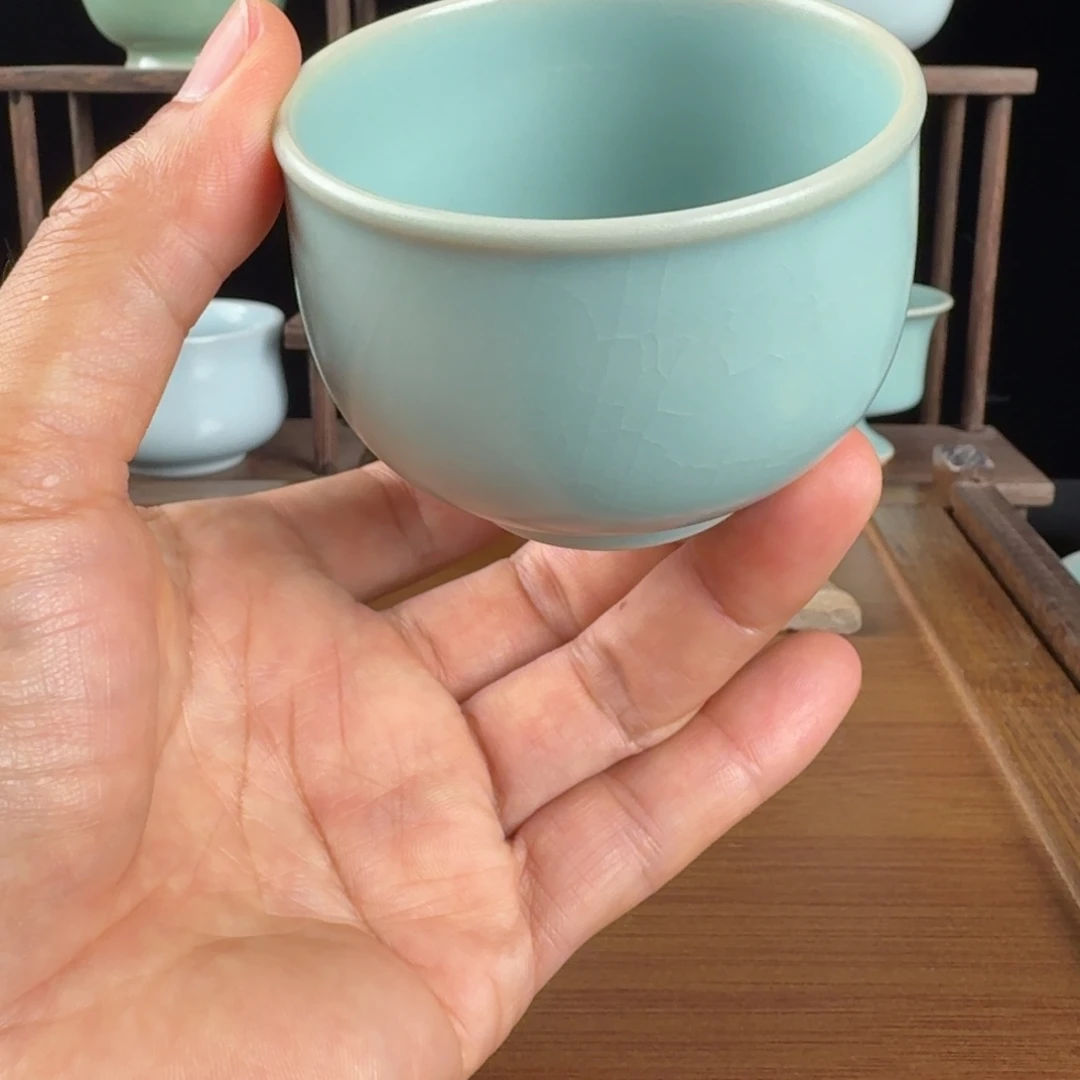 摆件汝瓷原矿原釉杯子