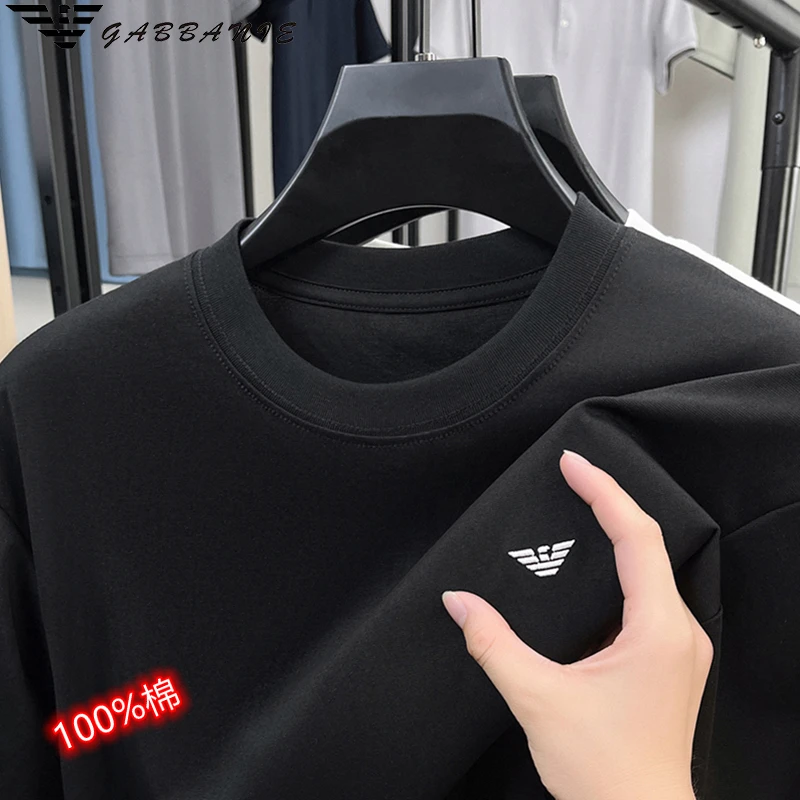 意大利专柜正品男士短袖圆领爆款T恤纯色无痕打底上衣净版简约潮