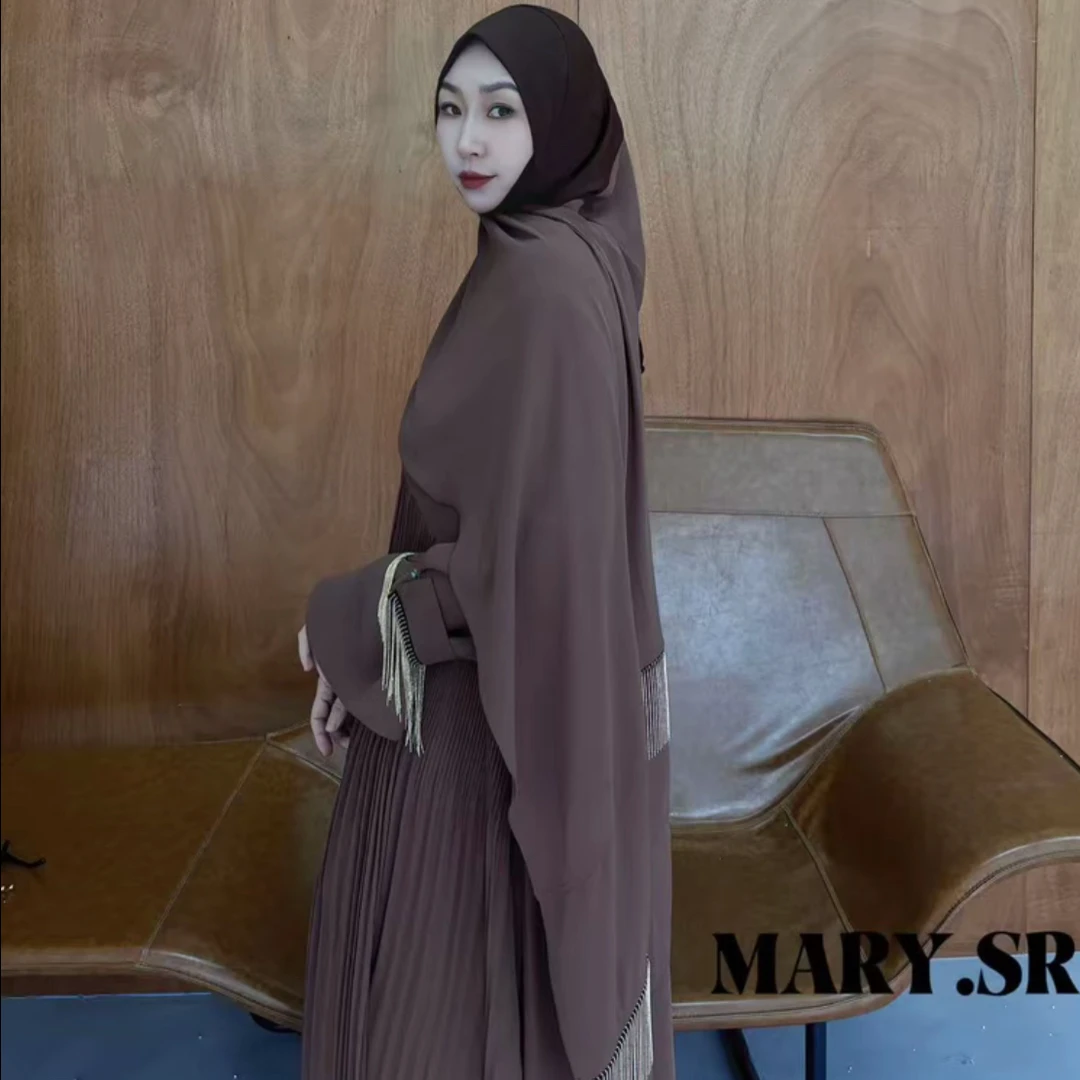 Mary.sr（春尘似梦）新款拼接金色流苏半绕巾