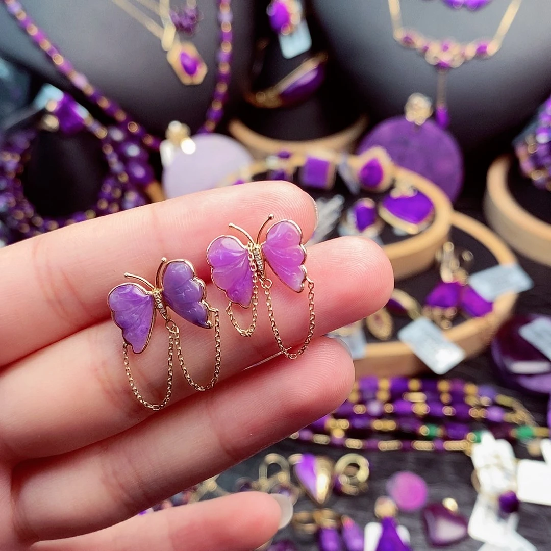 苏纪石（舒俱来）耳饰18K金镶嵌