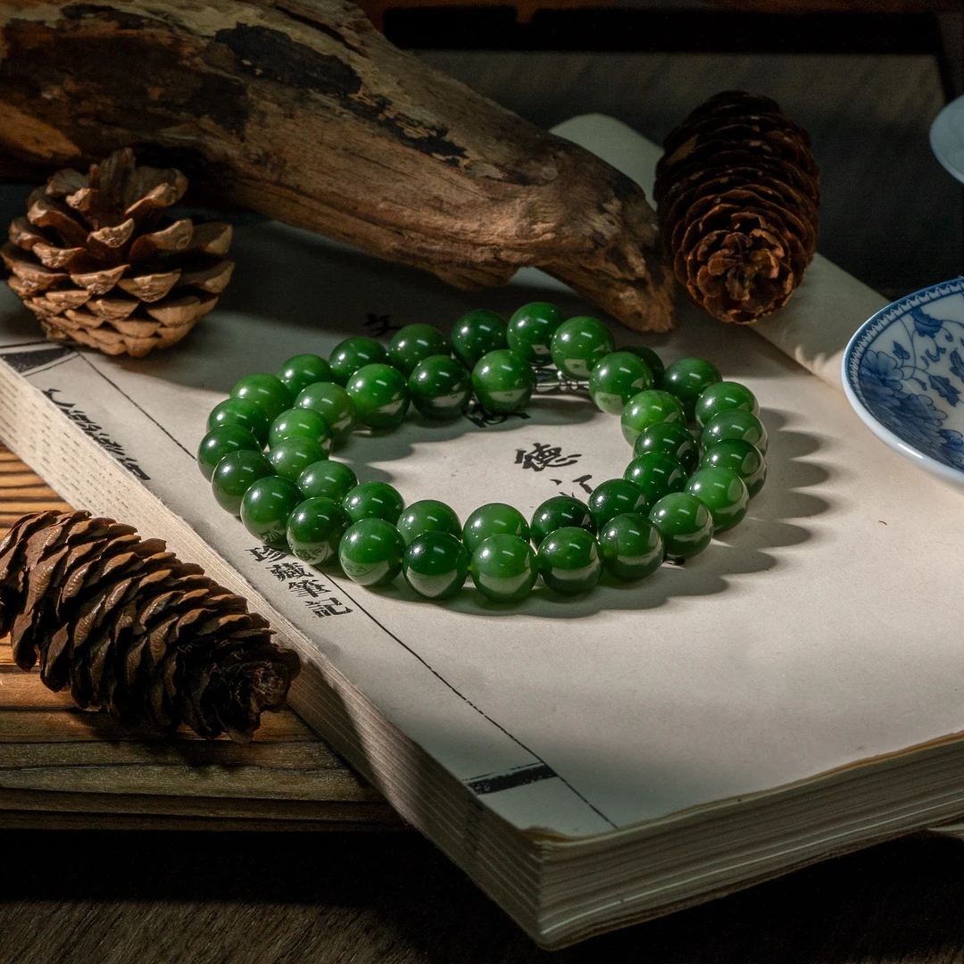 收藏级菠菜绿项链/11mm+-/多样性发一/C1710/孤