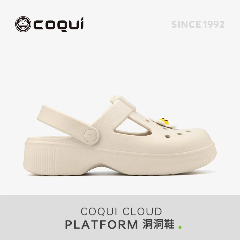 COQUI酷趣玛丽珍拖鞋女外穿2025新款夏季增高厚底洞洞鞋沙滩凉鞋