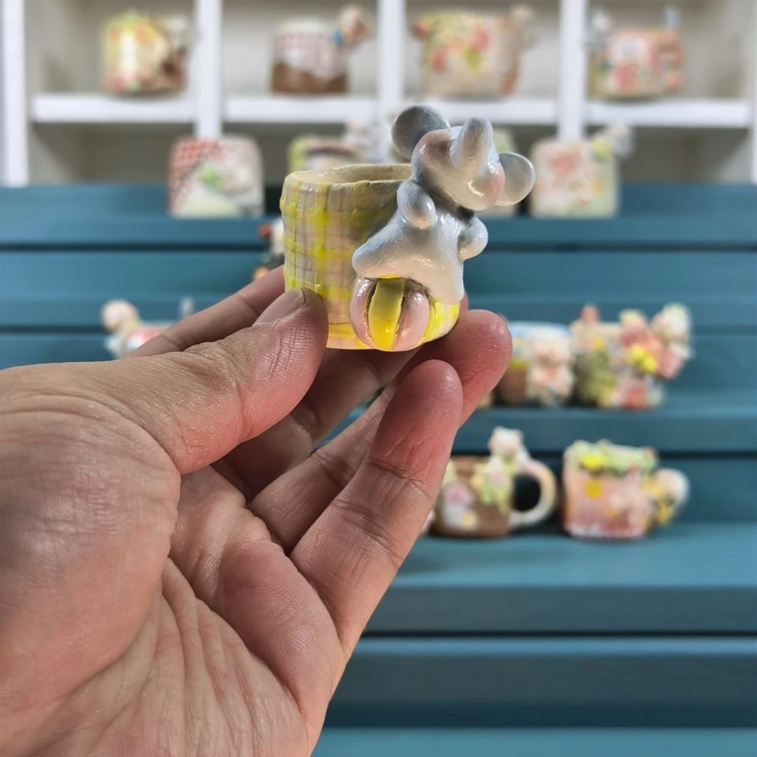 掌***主福利 小象戏耍小球  手绘多肉花盆