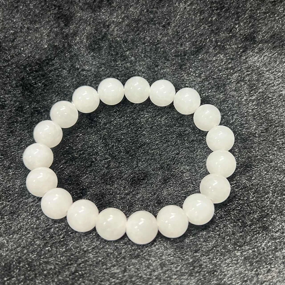 【巴铁专享】爆款和田玉白玉单圈素珠款手串10mm28-30g多样性发一