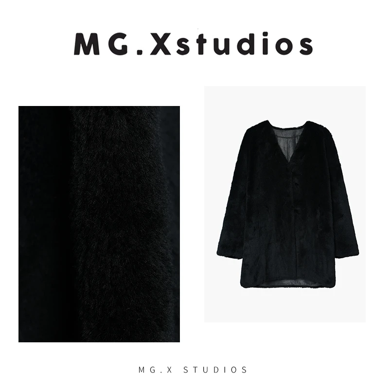 【蓝梦】MGX羊毛大衣冬季保暖V领时尚外套M54A3058W7CK