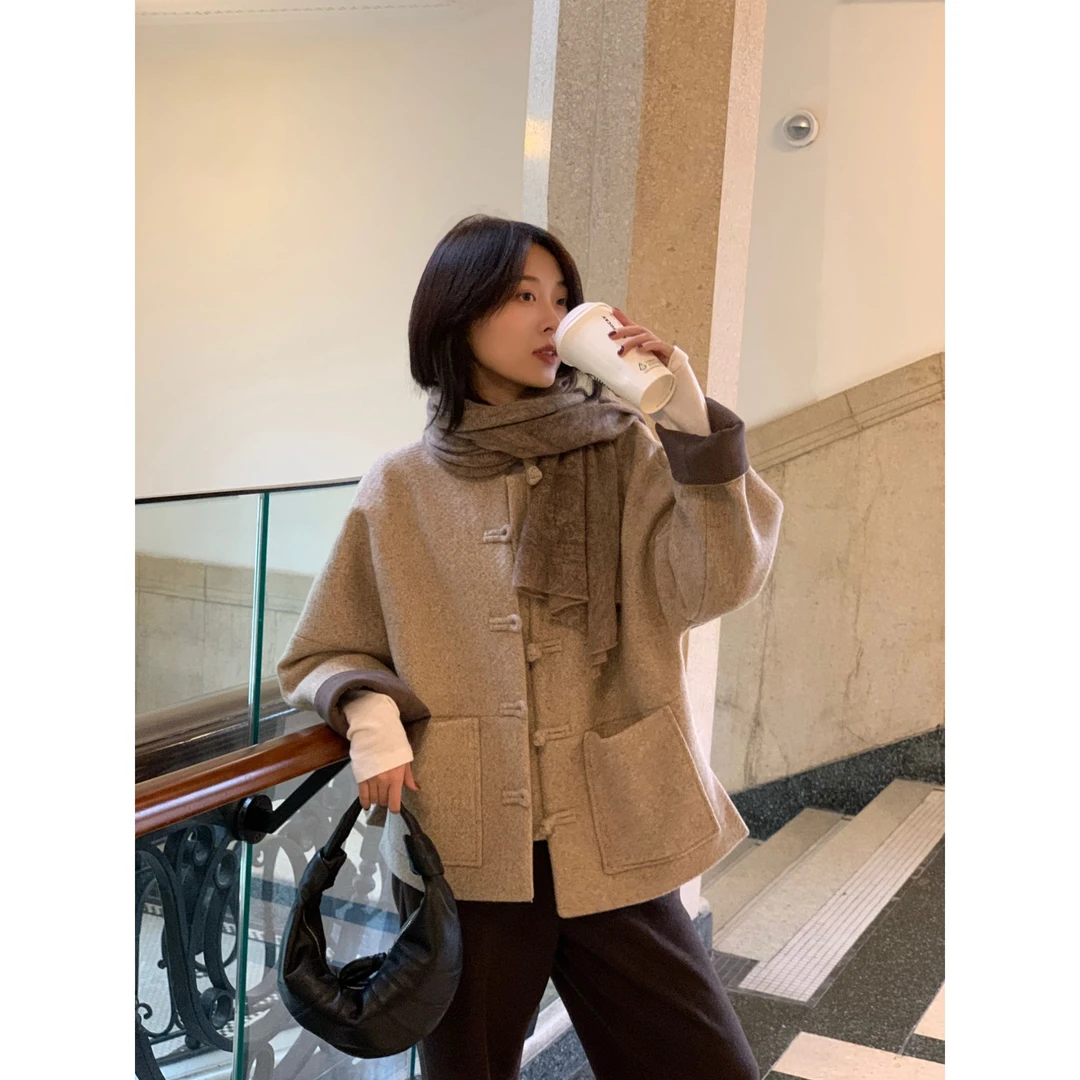 100绵羊毛女毛呢外套韩版新中式上衣中长款百搭冬季秋冬MP1128
