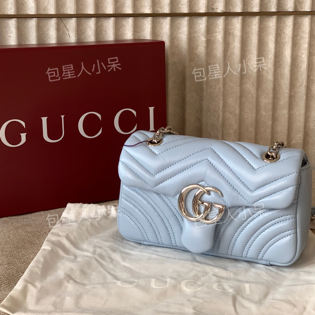 99新 GUCCI/古驰 新款马蒙22链条单肩包小羊羊很软