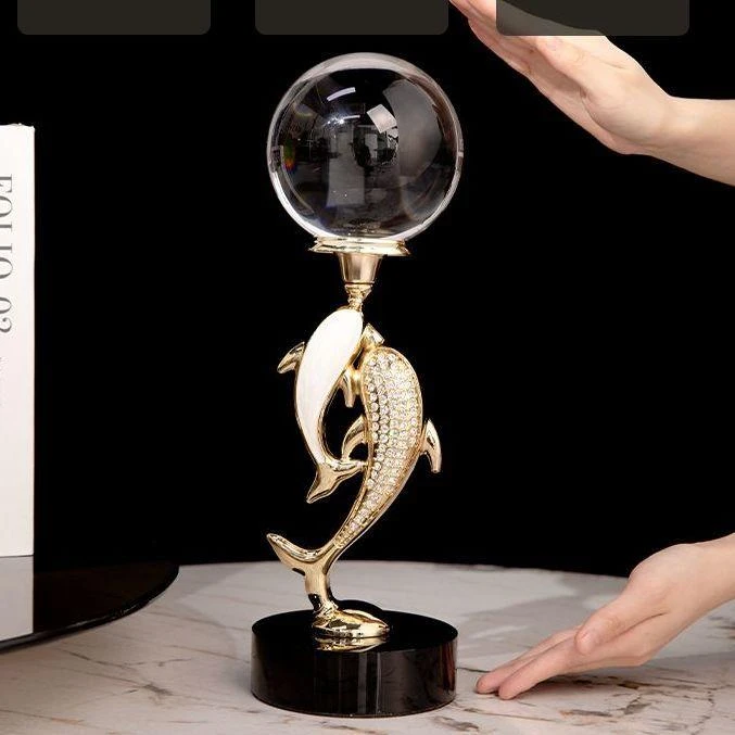 轻奢客厅摆件玄关年年有鱼水晶球高级感乔迁家居装饰品