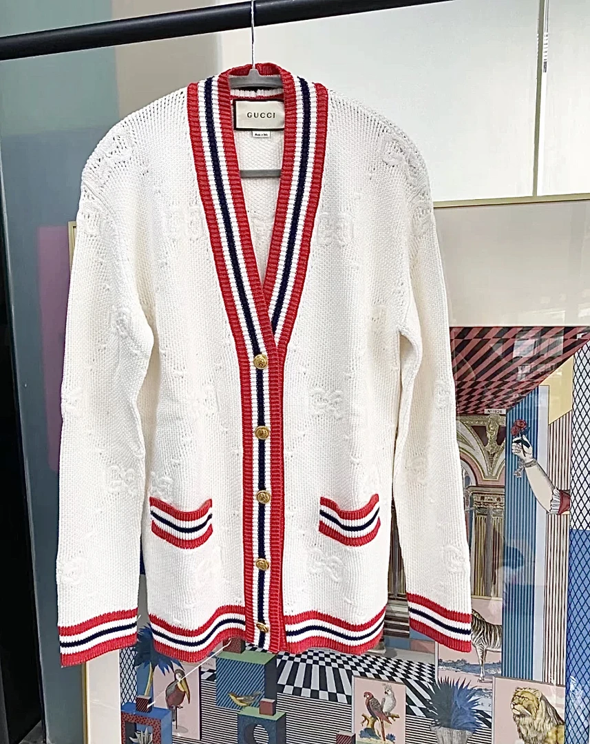 99新 GUCCI/古驰  镂空老花满印开衫 XS码