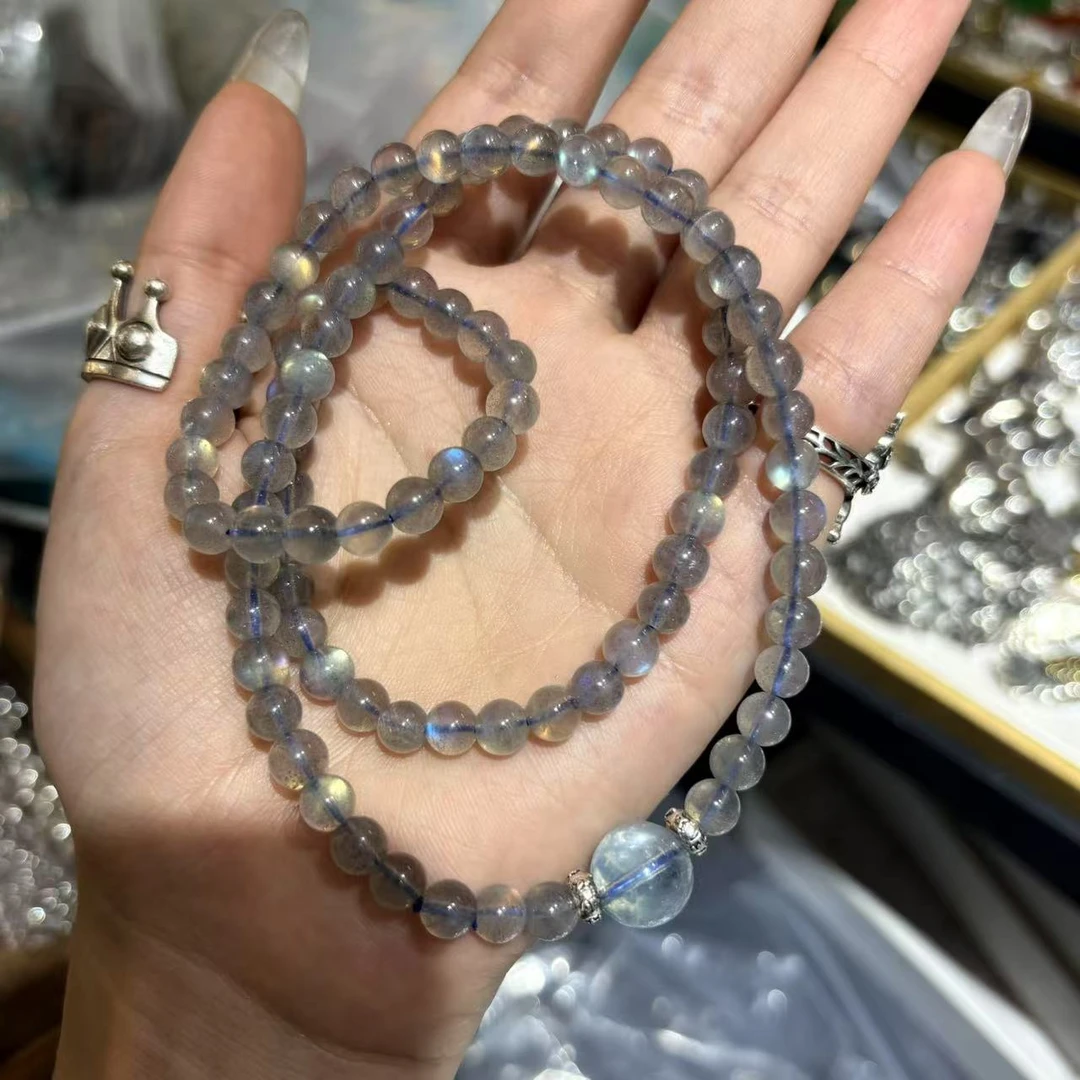 链子925银 透明圆珠项链