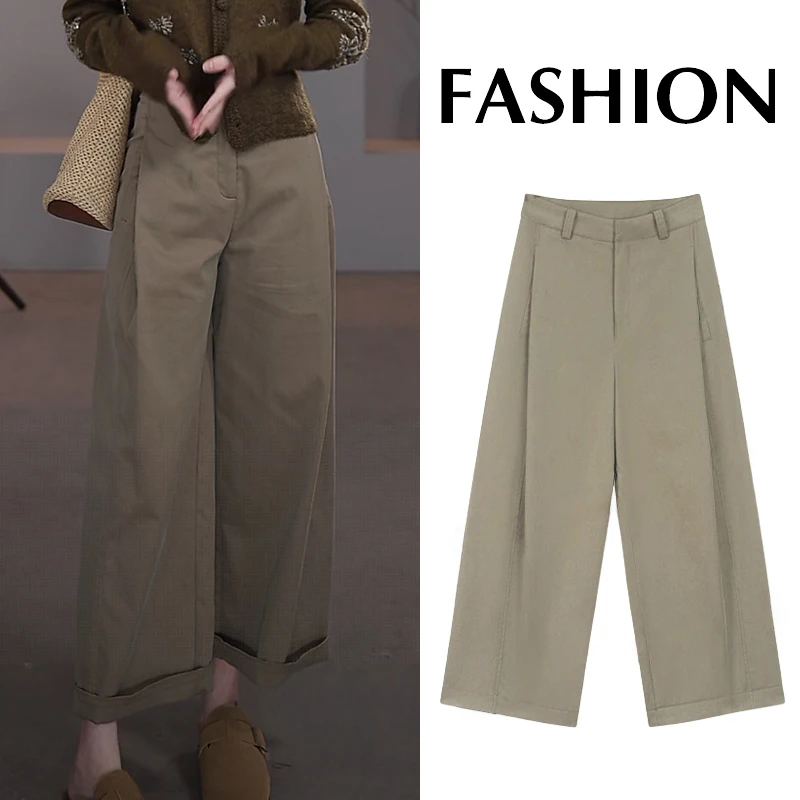 时尚显瘦垂感百搭高腰弯刀裤炸街女裤2025早秋新款八分休闲裤子Y