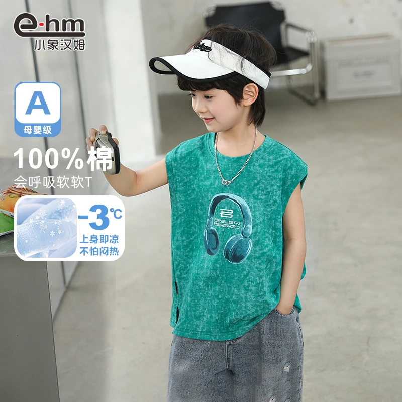 LH3066 小象汉姆童装男童无袖t恤夏天小背心凉感体恤纯棉上衣洋气