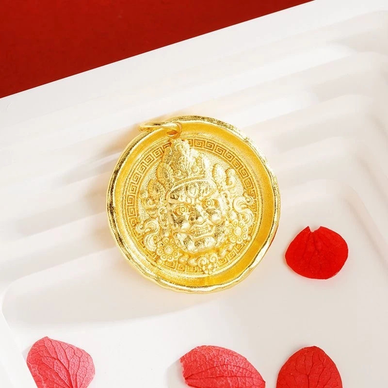 【特价中】黄金色黄财神吊坠男女款招财赐福项链国风毛衣链不掉色