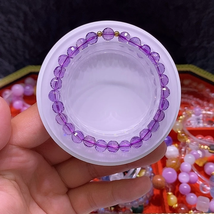 水晶手链18K金镶嵌天然紫水晶手串