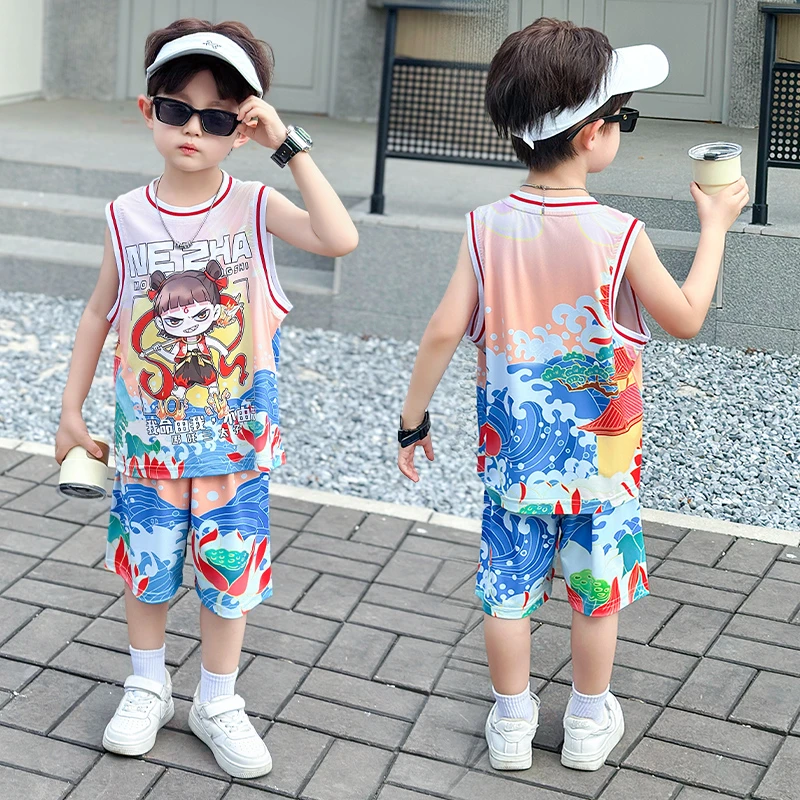 男童夏装套装2025年款宝宝夏季薄款衣服哪吒儿童服装潮酷痞帅童装