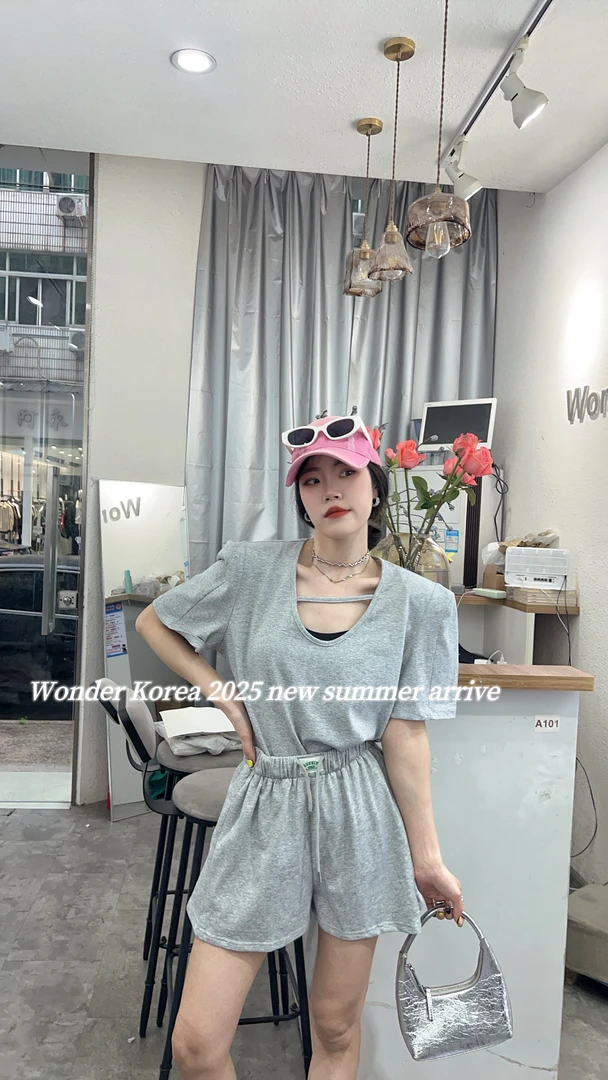 休闲运动套装气质减龄阔腿韩版运动设计感休闲高腰百搭夏季时尚