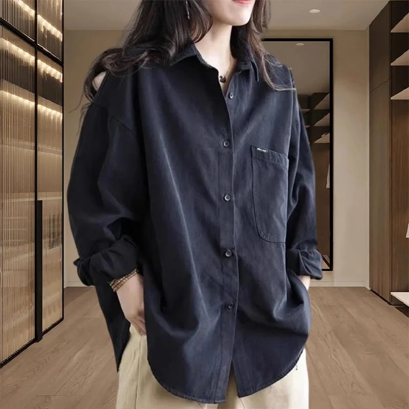 小众长袖开衫2025年春秋季新款大码女装时尚洋气韩版衬衣上衣衬衫