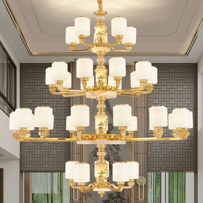 新款全铜客厅大厅吊灯现代奢华大气酒店卧室书房灯复式楼别墅灯具