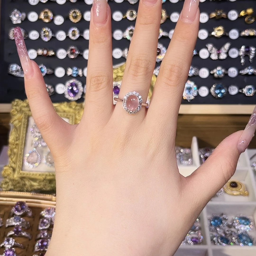 芙蓉石戒指银S925镶嵌