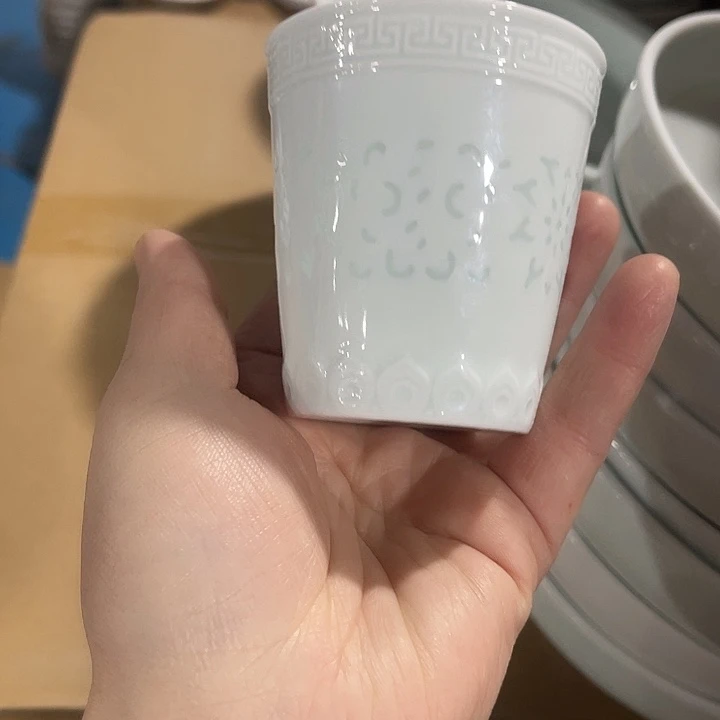瓷片青白瓷小可乐杯   玲珑缠支链一个