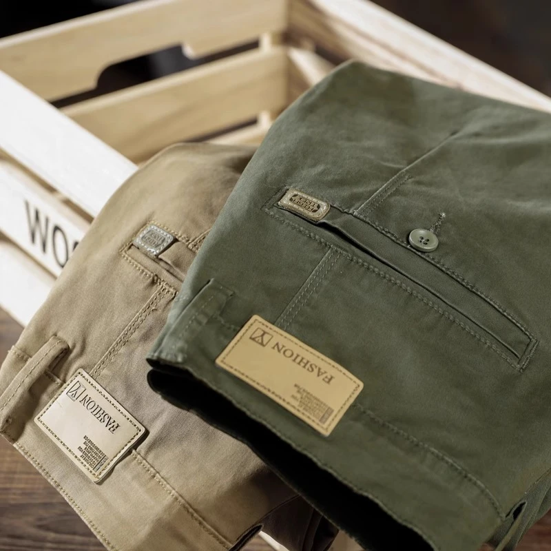 高端直筒休闲裤男春秋季宽松大码弹力哈伦裤日系简约百搭工装裤子