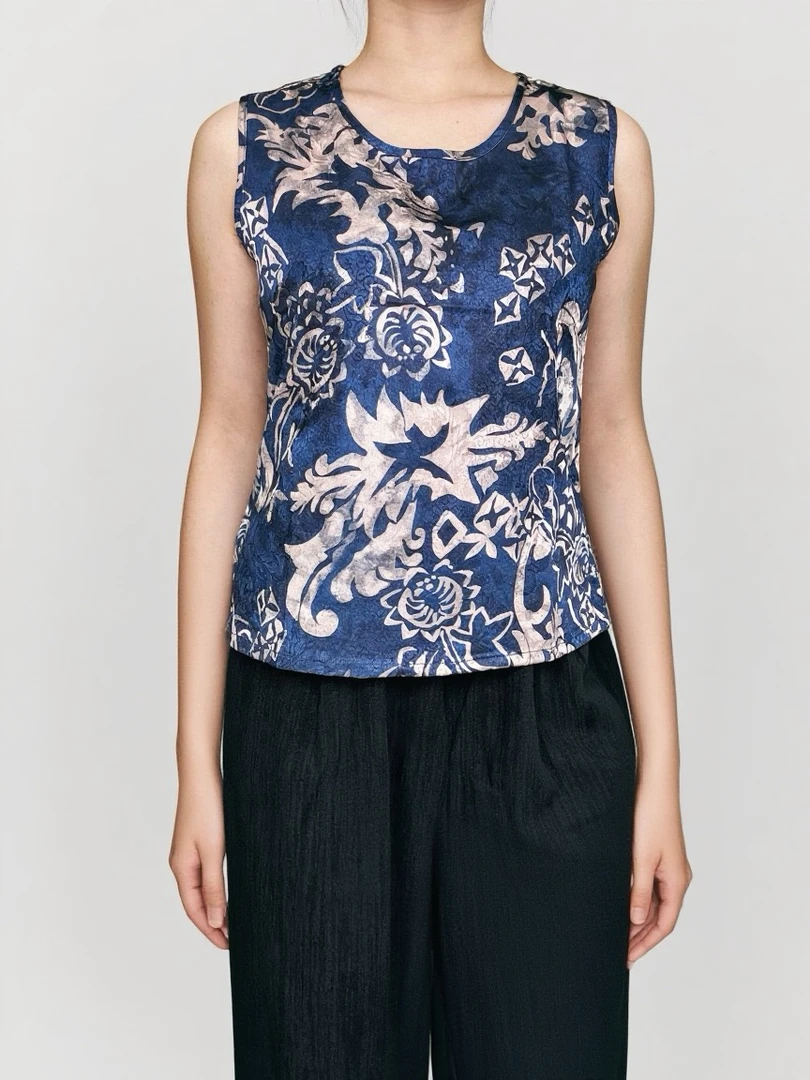 新中式提花气质妈妈装夏秋码背心宽松型中国风无袖修身