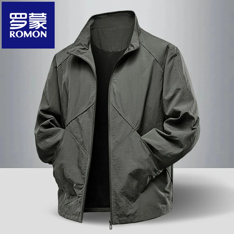 罗蒙宽松男士春秋2025年新款户外休闲运动外套男款防风皮肤衣