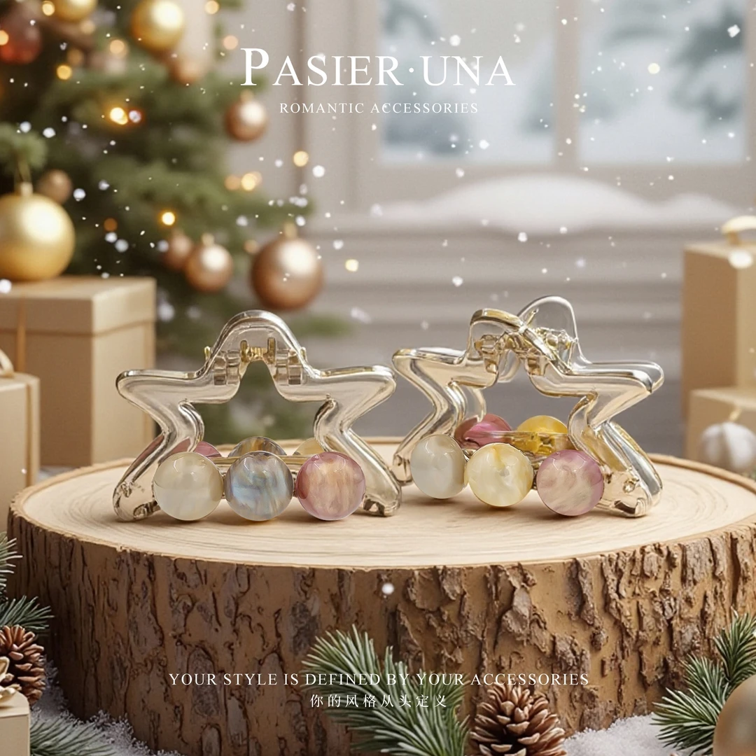 圣诞星 独家节日限定5厘米时尚百搭精致抓夹NN019
