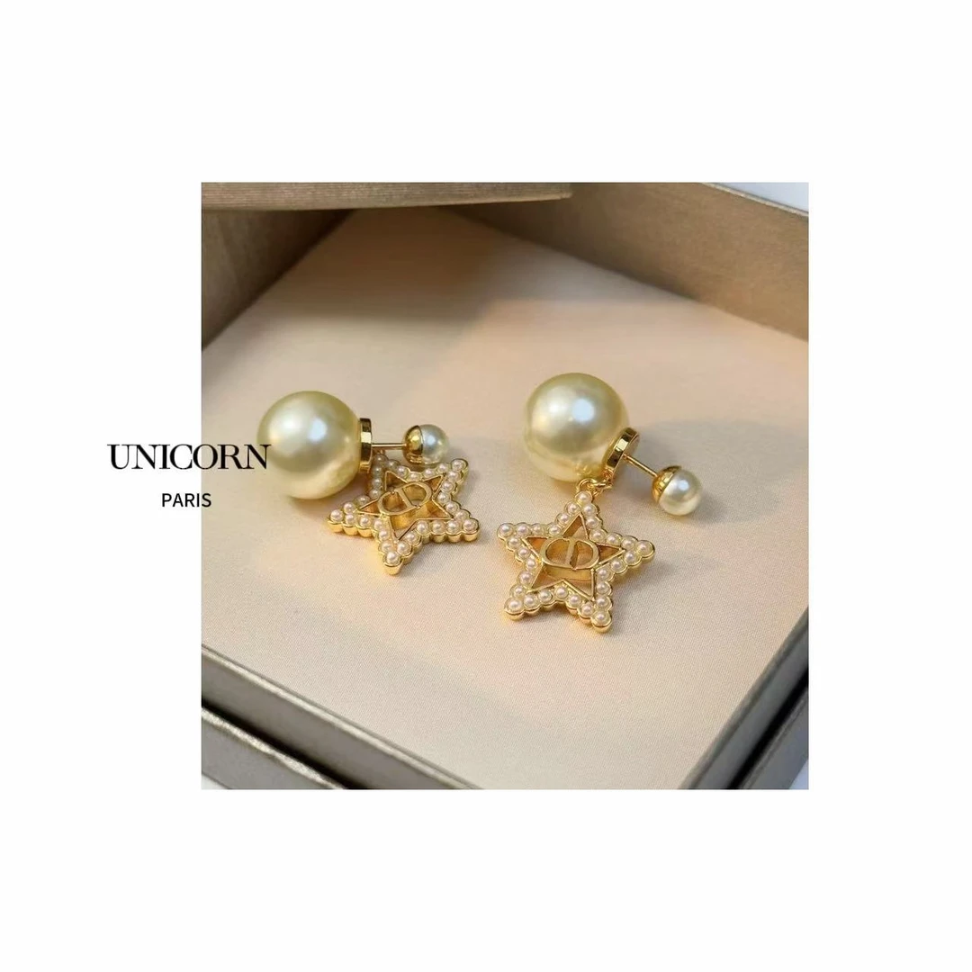 镀K金 925银针 法式五角星时尚耳环 ES1436-1