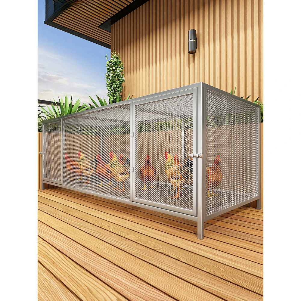 鸡笼子家用室外大号方管密网防雨农村芦丁自动清粪笼养殖鸡笼2米