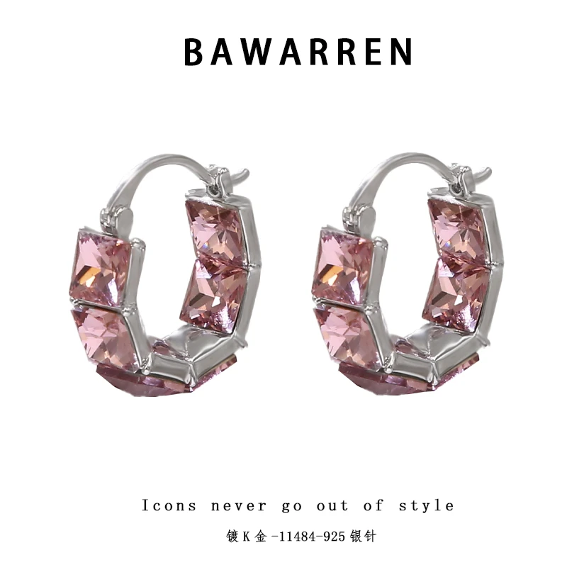 Bawarren 镀K金 意❤ 11484-【紫色方糖】耳扣简约百搭