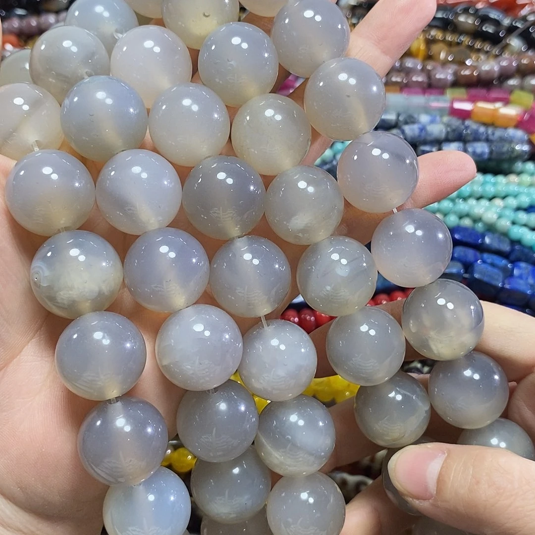 玛瑙/玉髓未镶嵌珠宝半成品灰玛瑙一条卡20mm