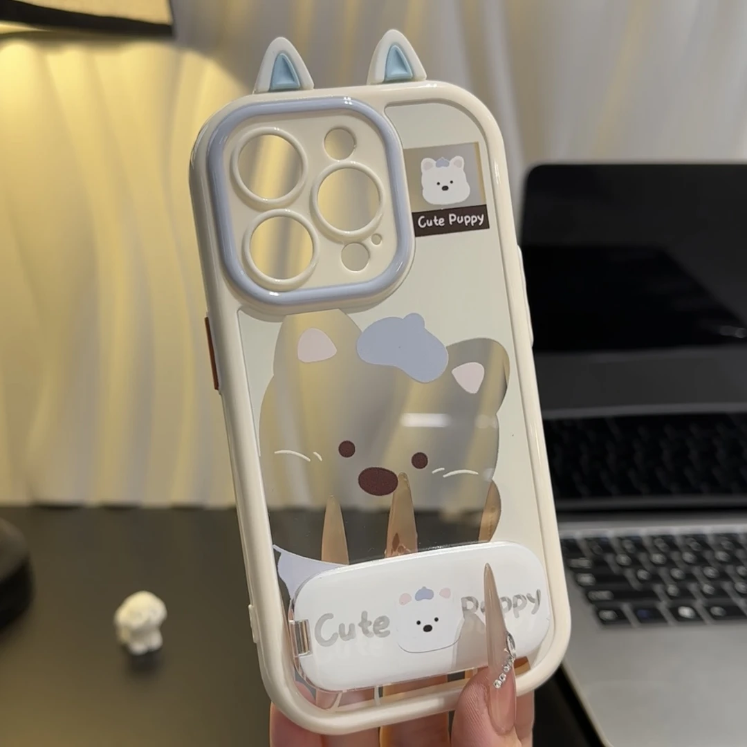 BANCA立体耳朵西高地适用苹果16pro手机壳iPhone15女14华为mate60