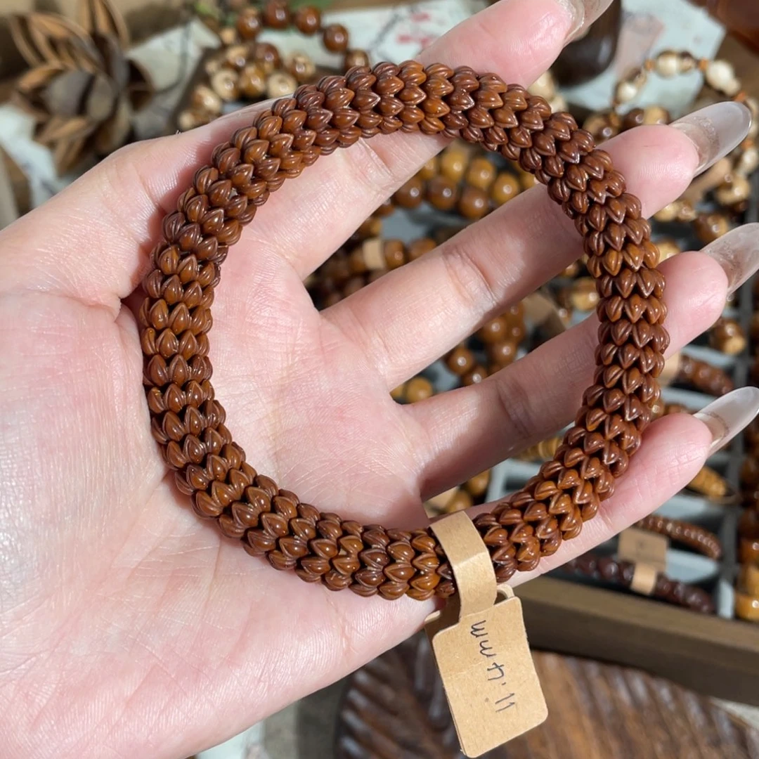 紫金鼠手串古风九瓣莲红皮手串