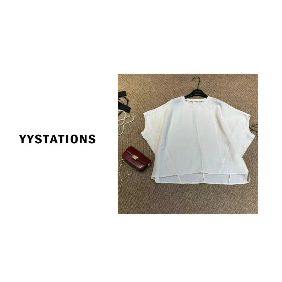 YYSTATIONS 【心动记！】韩系蝙蝠袖t恤薄款设计感宽松显瘦上衣-1098