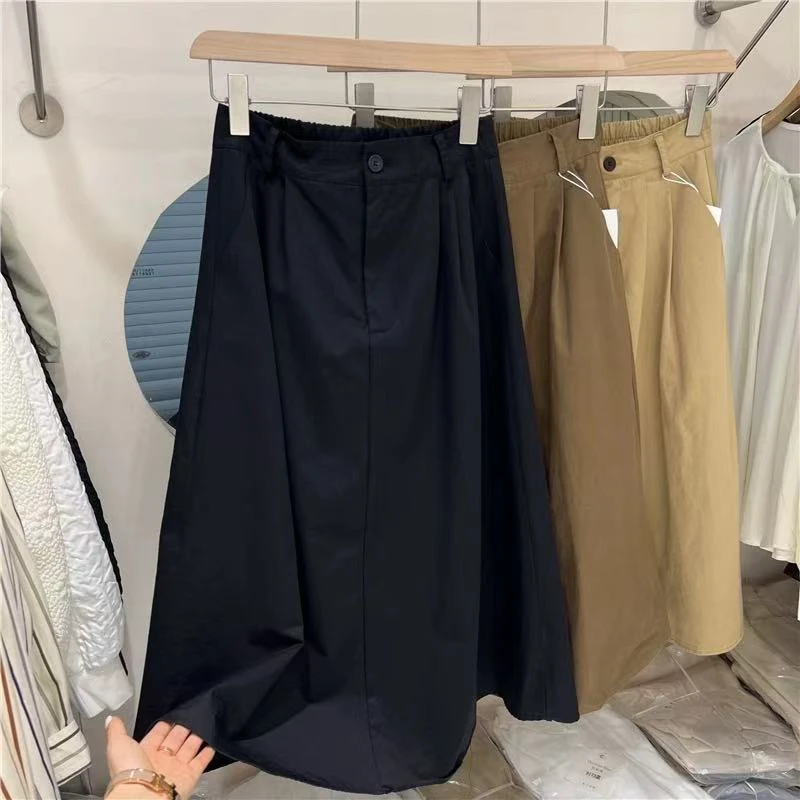 春夏新款简约百搭文艺风复古气质休闲半身裙H4237