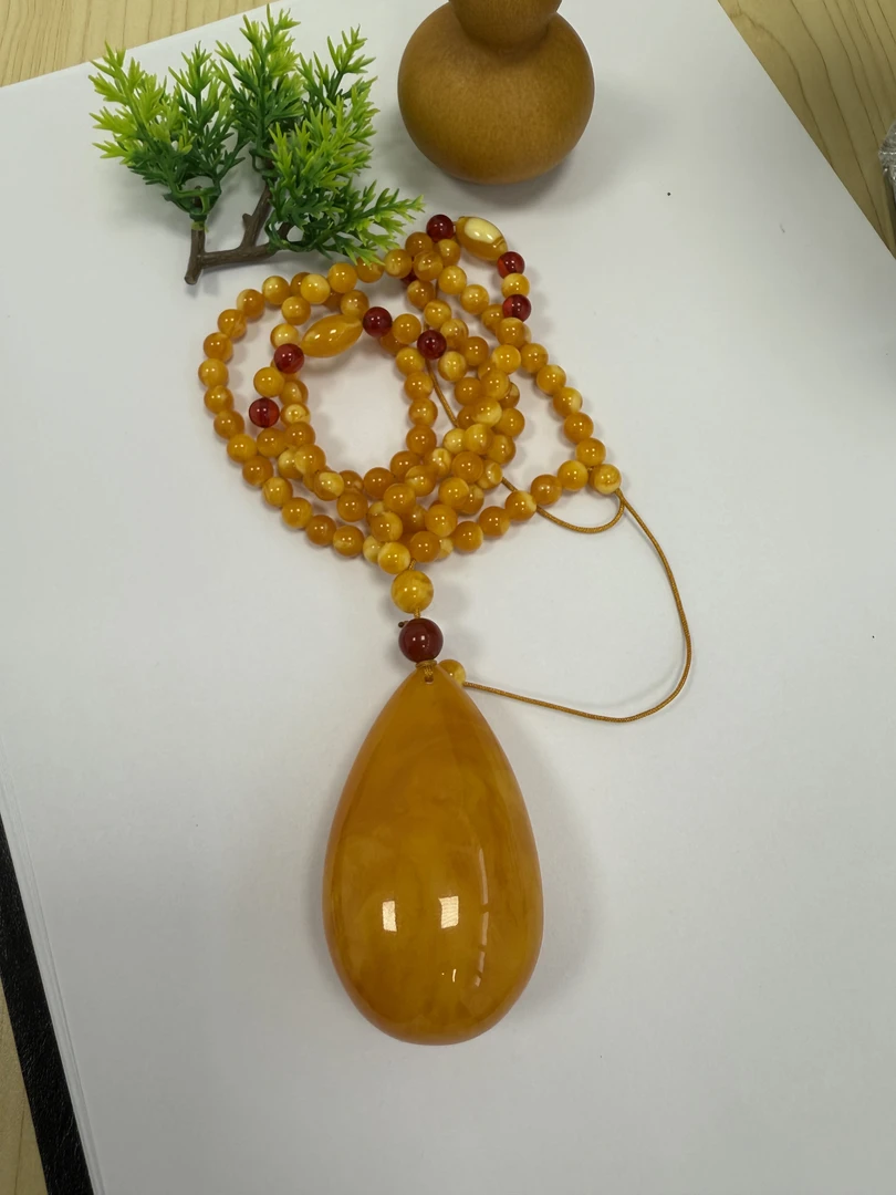 W134古巴新蜜蜜糖红双面水滴珠链款