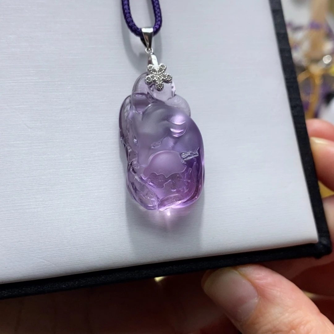 紫晶银S925镶嵌吊坠(赠链)紫水晶吊坠