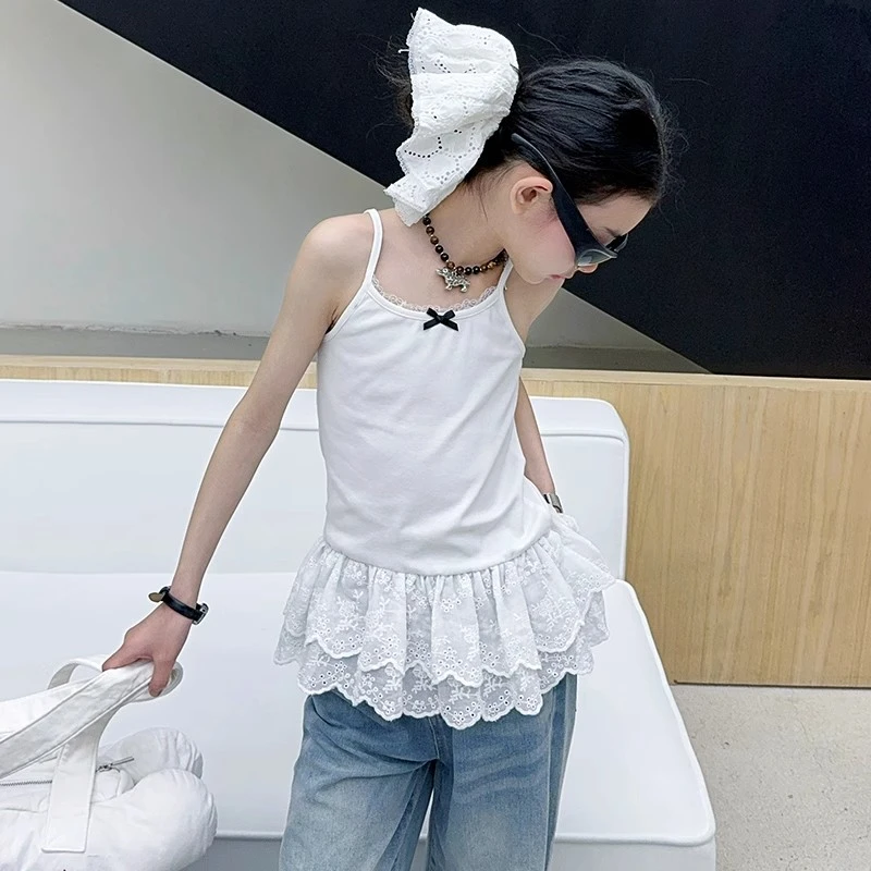 女童背心夏季2025新款儿童洋气吊带上衣大童女孩时髦网红百搭衣服